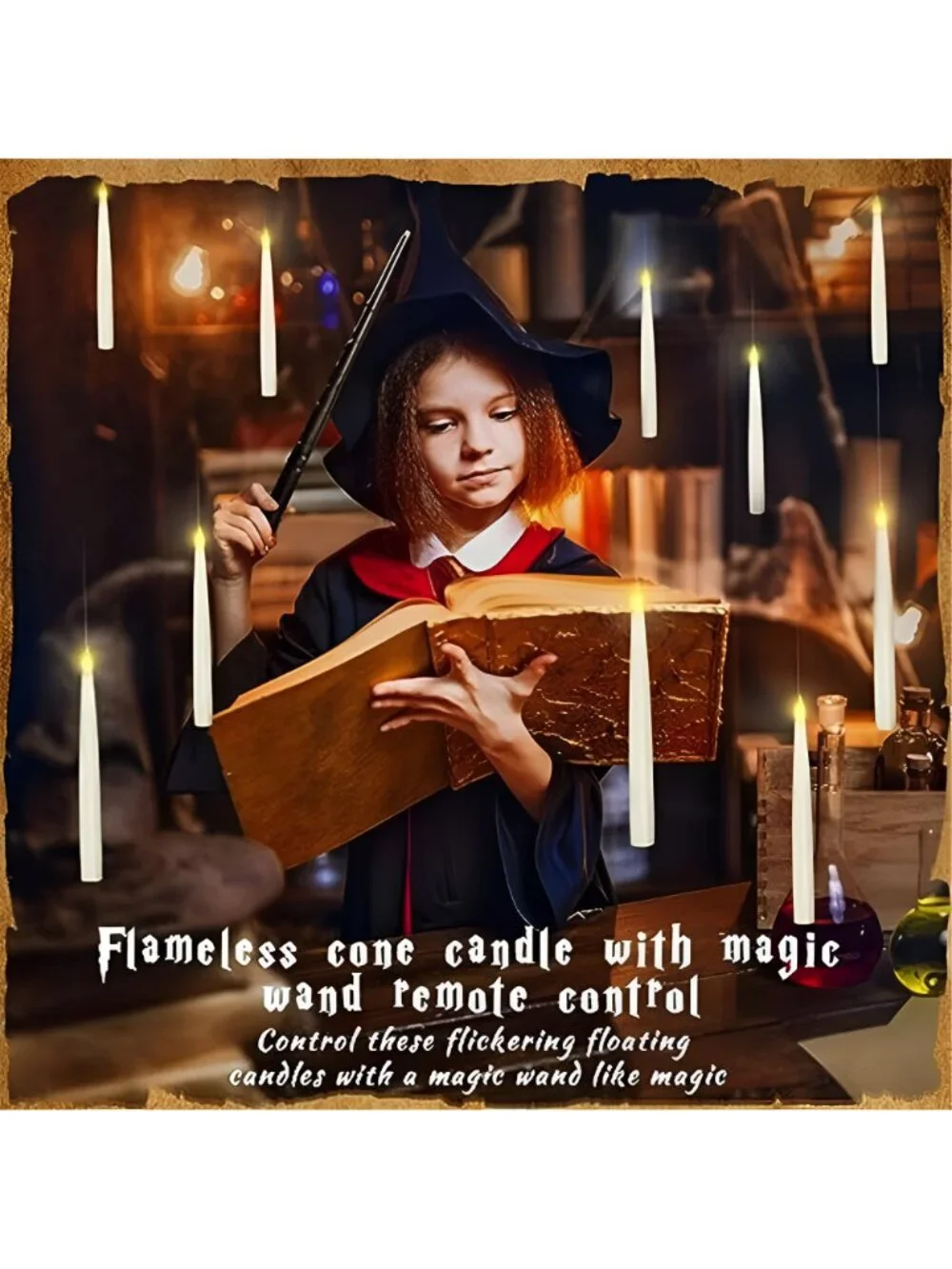 20PCS Floating Candles with Wand, Magic Hanging Candles, Flickering